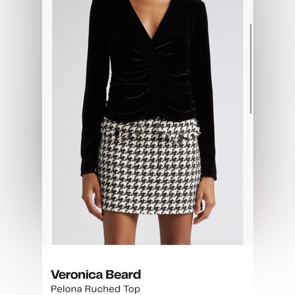 NWT Veronica Beard Pelona Velvet Ruched Top size 4 - Picture 8 of 11